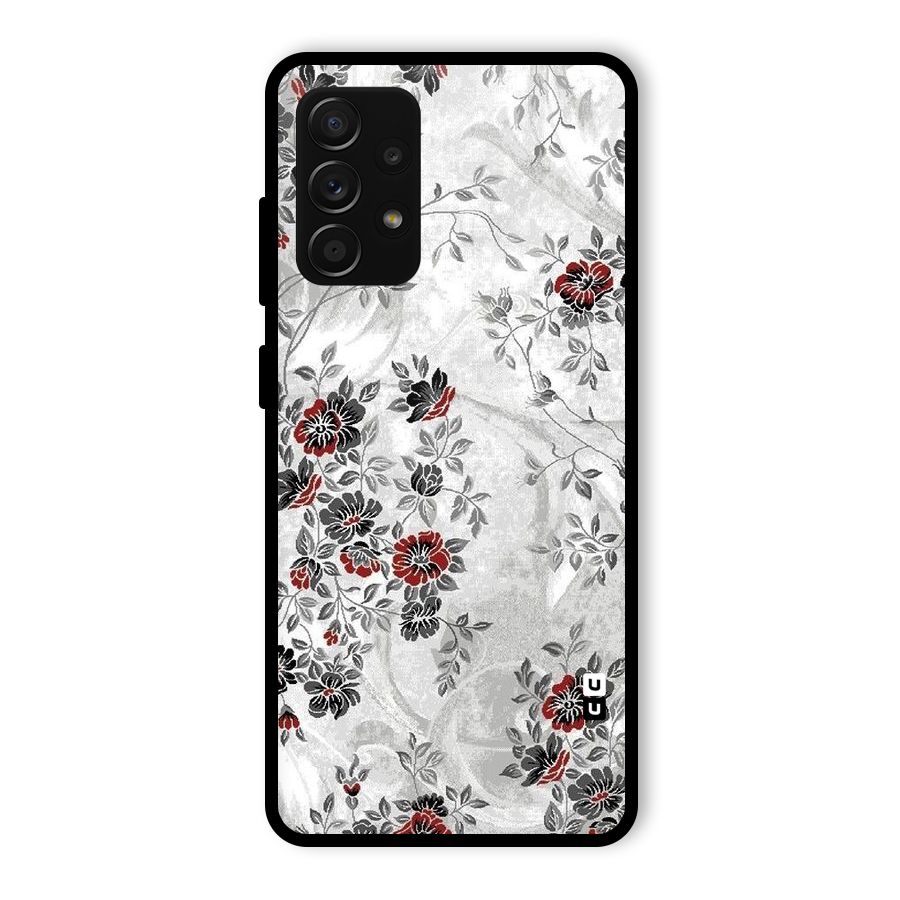 Pleasing Grey Floral Glass Back Case for Galaxy A53 5G