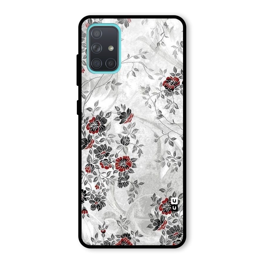 Pleasing Grey Floral Glass Back Case for Galaxy A71