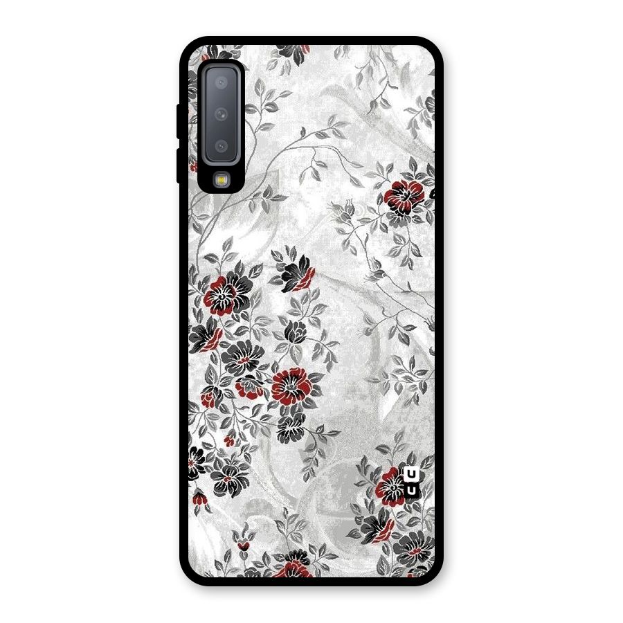 Pleasing Grey Floral Glass Back Case for Galaxy A7 (2018)