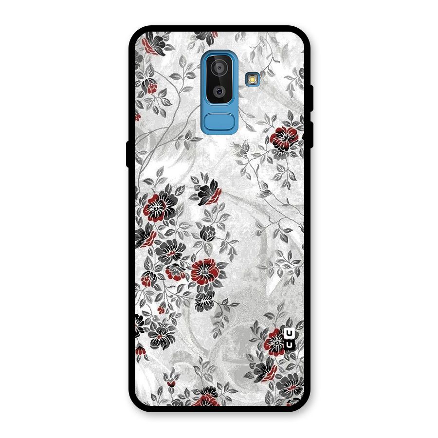 Pleasing Grey Floral Glass Back Case for Galaxy J8