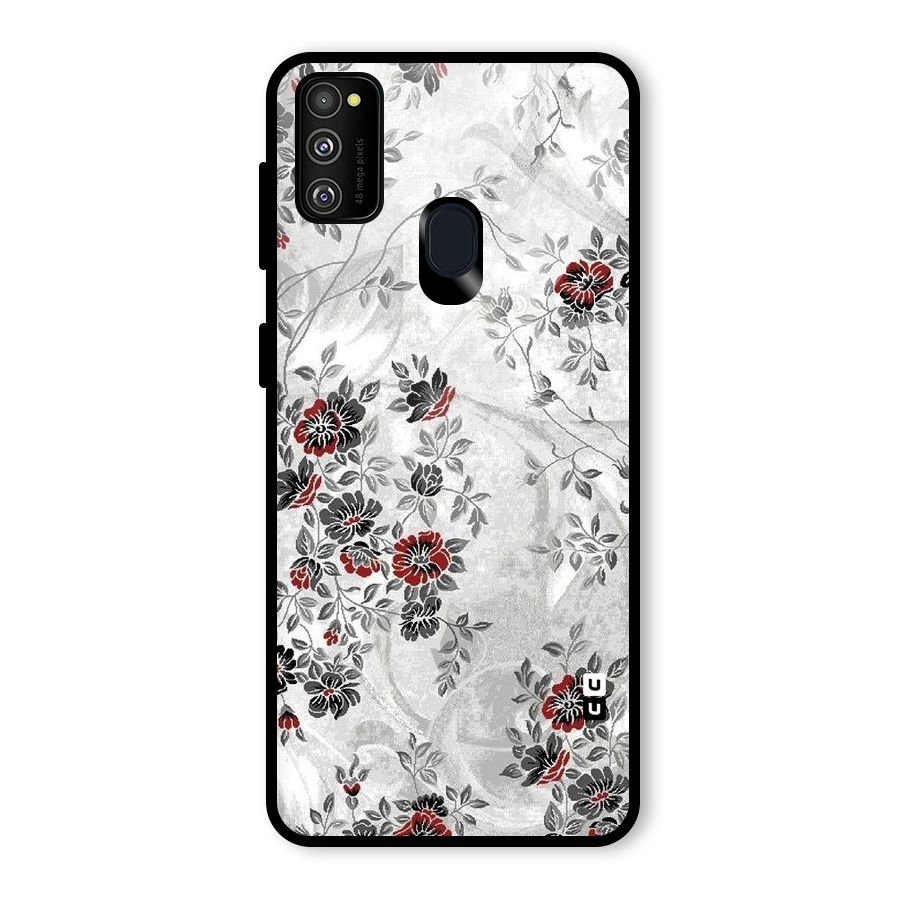 Pleasing Grey Floral Glass Back Case for Galaxy M30s
