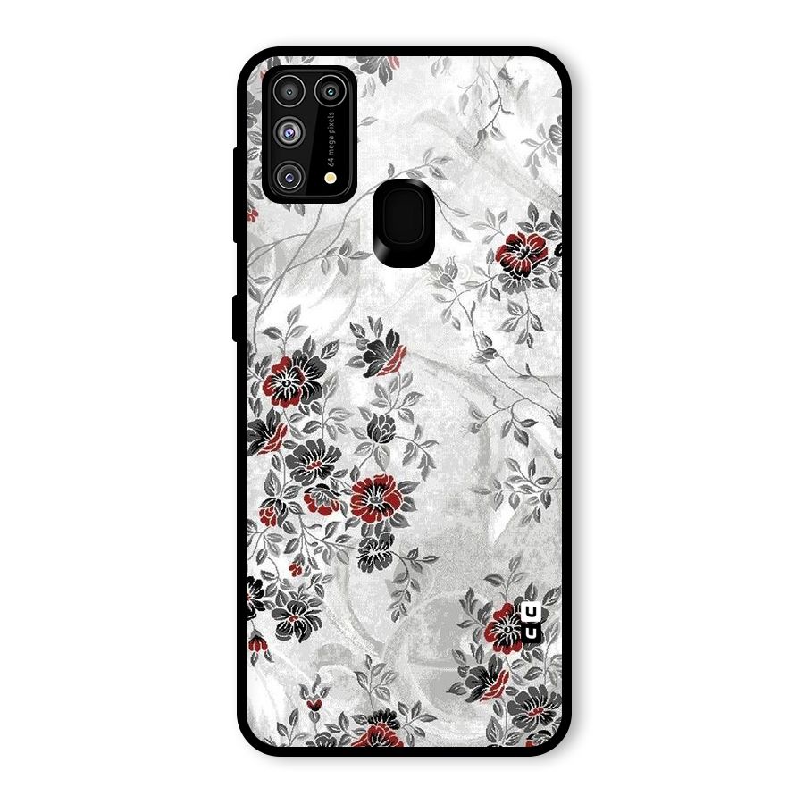 Pleasing Grey Floral Glass Back Case for Galaxy M31