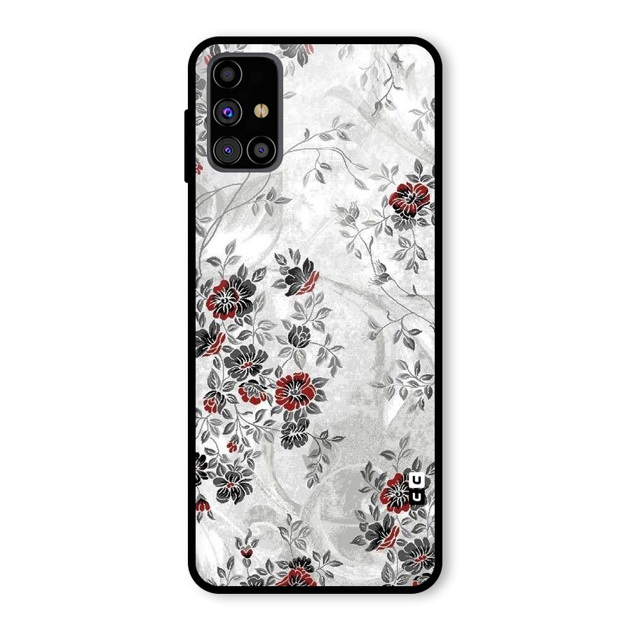 Pleasing Grey Floral Glass Back Case for Galaxy M31s