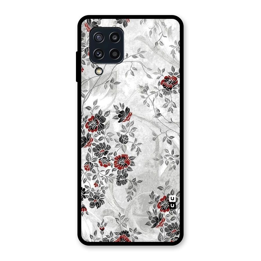 Pleasing Grey Floral Glass Back Case for Galaxy M32