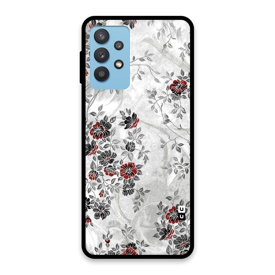 Pleasing Grey Floral Glass Back Case for Galaxy M32 5G