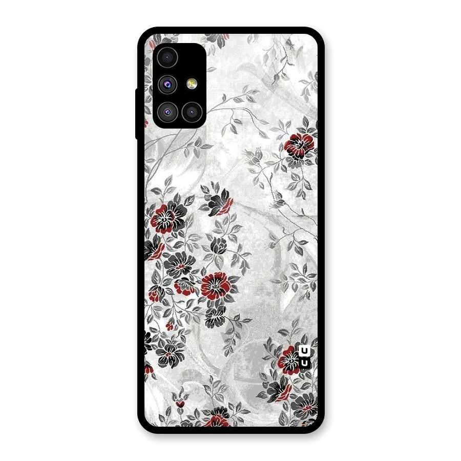 Pleasing Grey Floral Glass Back Case for Galaxy M51