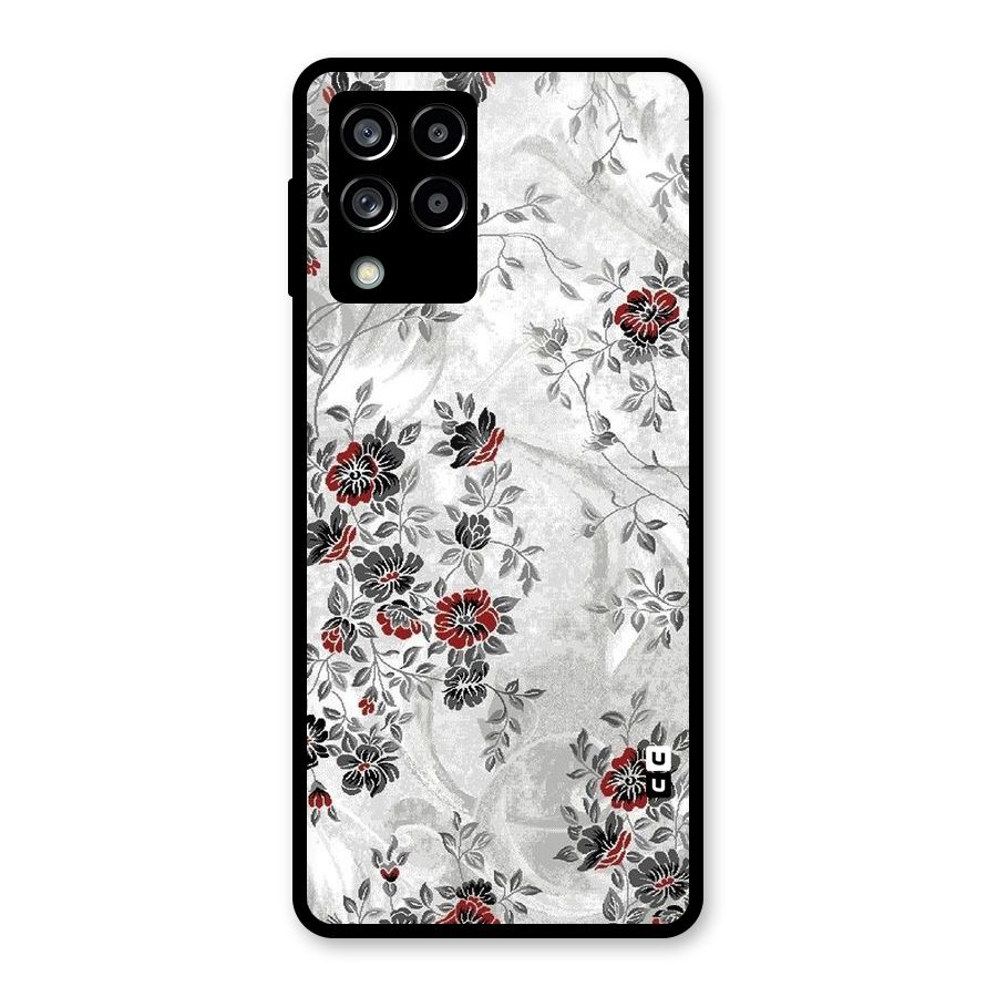 Pleasing Grey Floral Glass Back Case for Galaxy M53 5G