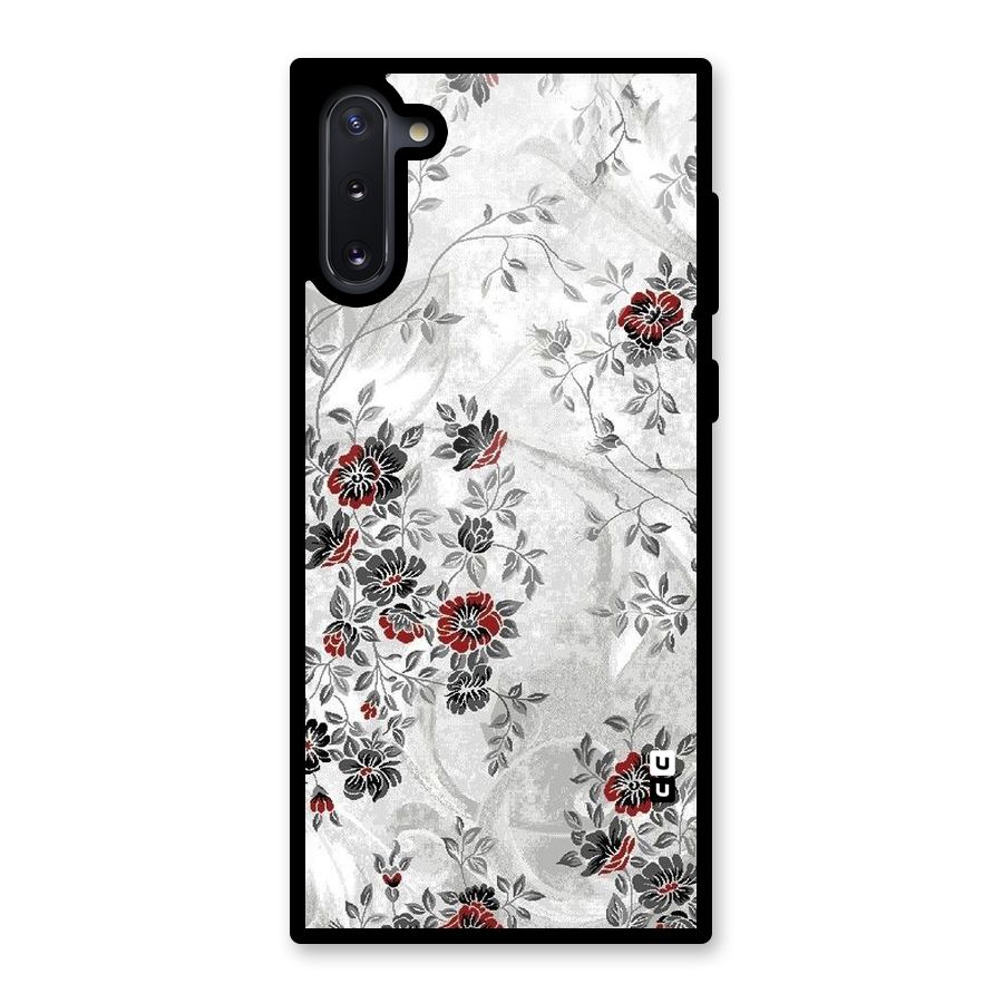 Pleasing Grey Floral Glass Back Case for Galaxy Note 10