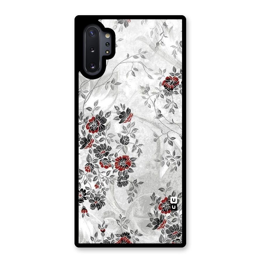 Pleasing Grey Floral Glass Back Case for Galaxy Note 10 Plus
