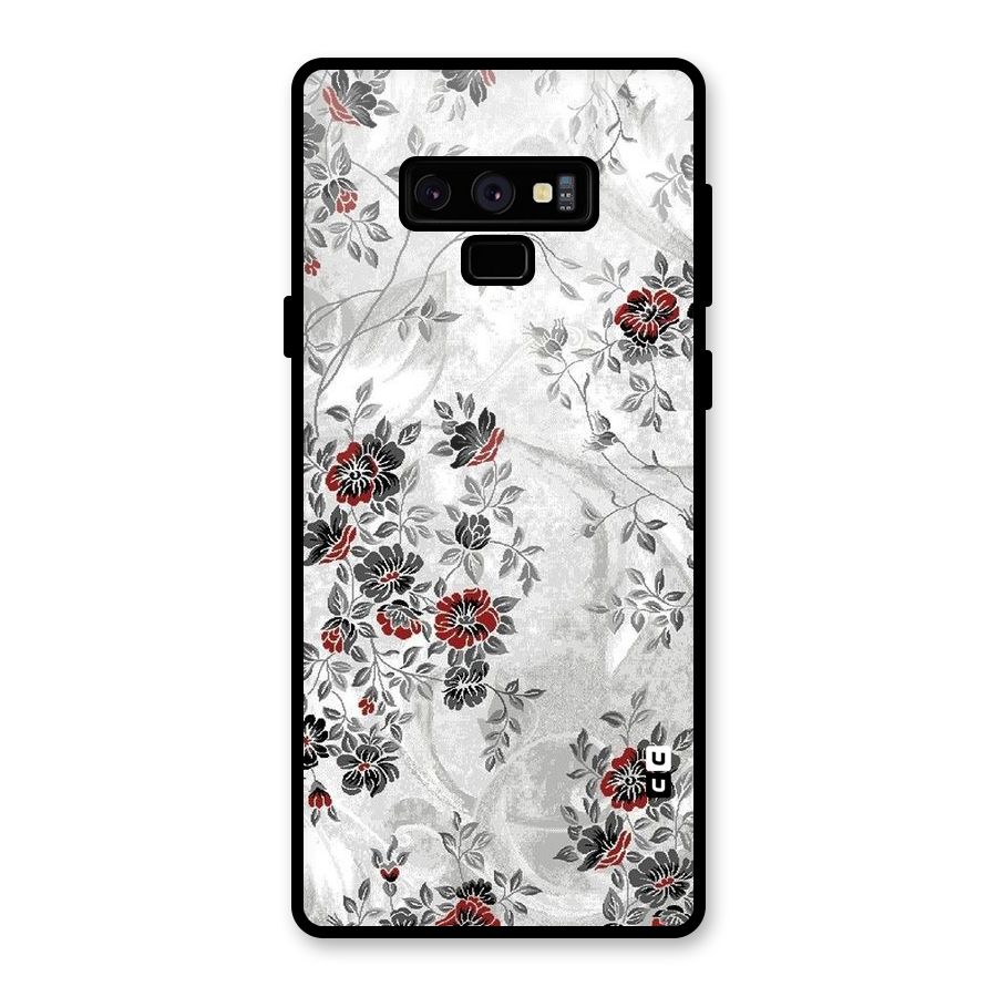 Pleasing Grey Floral Glass Back Case for Galaxy Note 9