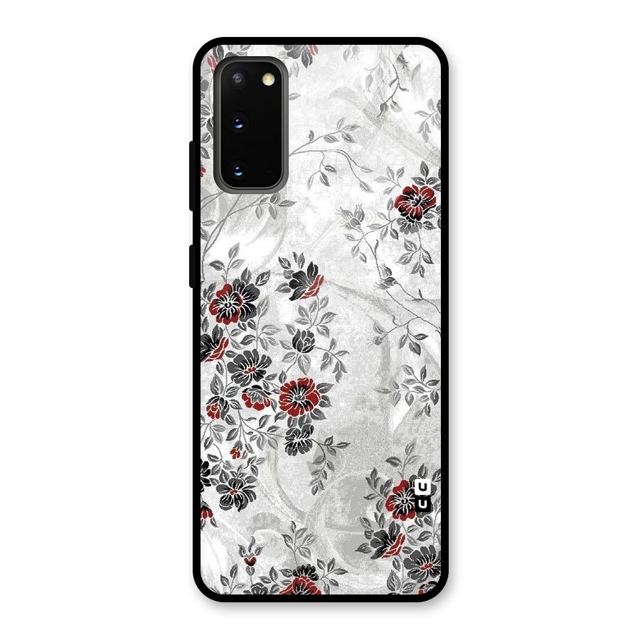 Pleasing Grey Floral Glass Back Case for Galaxy S20