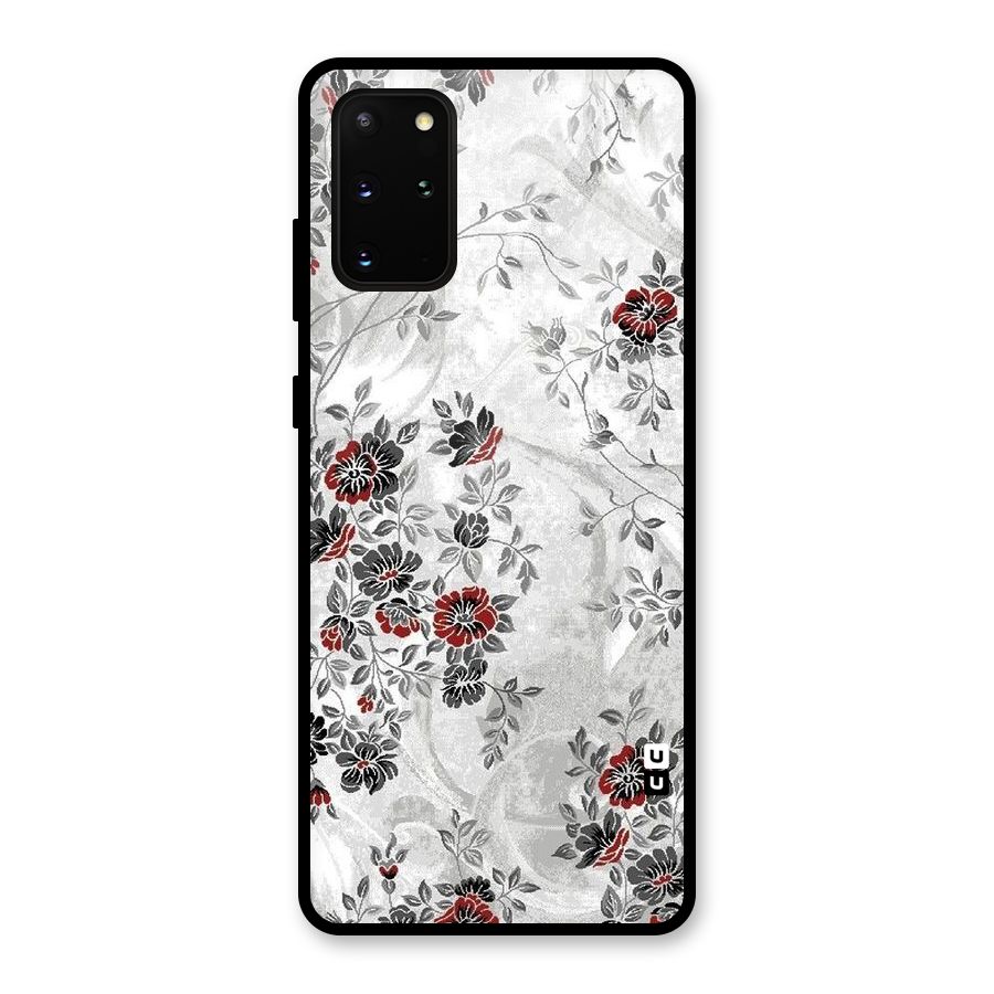 Pleasing Grey Floral Glass Back Case for Galaxy S20 Plus
