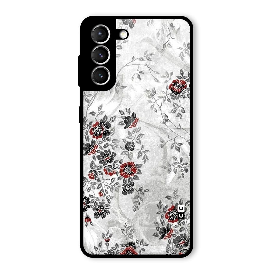 Pleasing Grey Floral Glass Back Case for Galaxy S21 5G