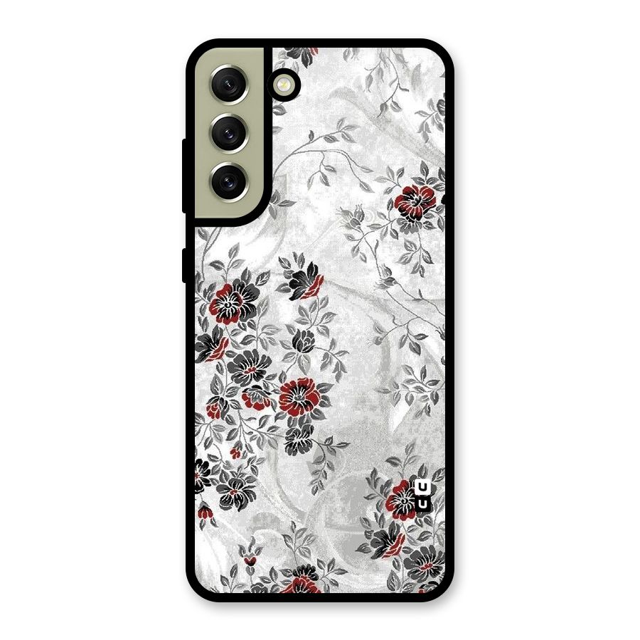 Pleasing Grey Floral Glass Back Case for Galaxy S21 FE 5G