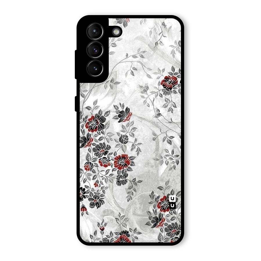 Pleasing Grey Floral Glass Back Case for Galaxy S21 Plus