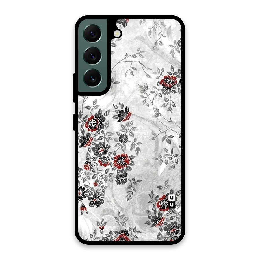 Pleasing Grey Floral Glass Back Case for Galaxy S22 5G