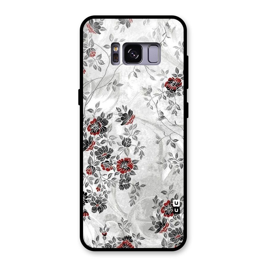 Pleasing Grey Floral Glass Back Case for Galaxy S8
