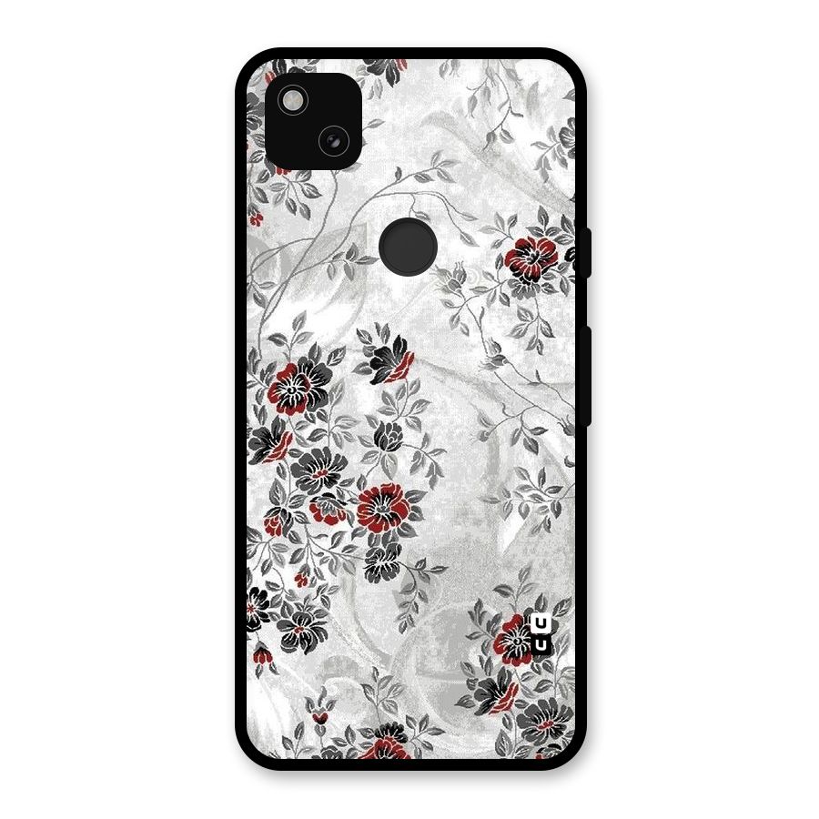 Pleasing Grey Floral Glass Back Case for Google Pixel 4a