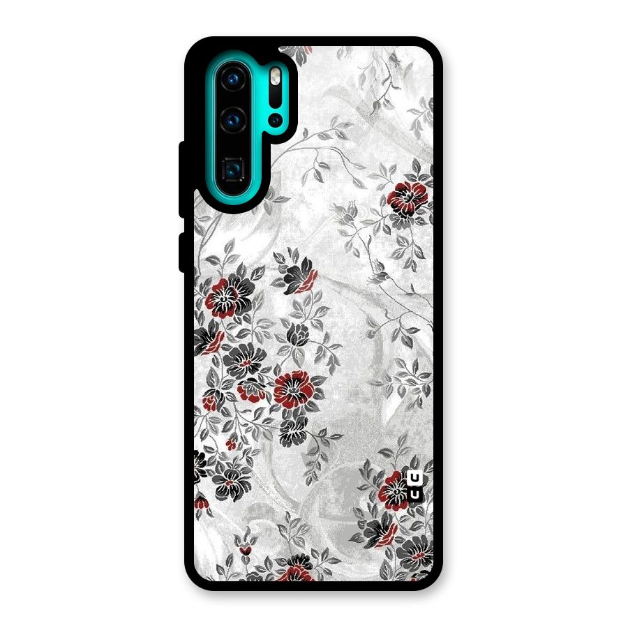 Pleasing Grey Floral Glass Back Case for Huawei P30 Pro