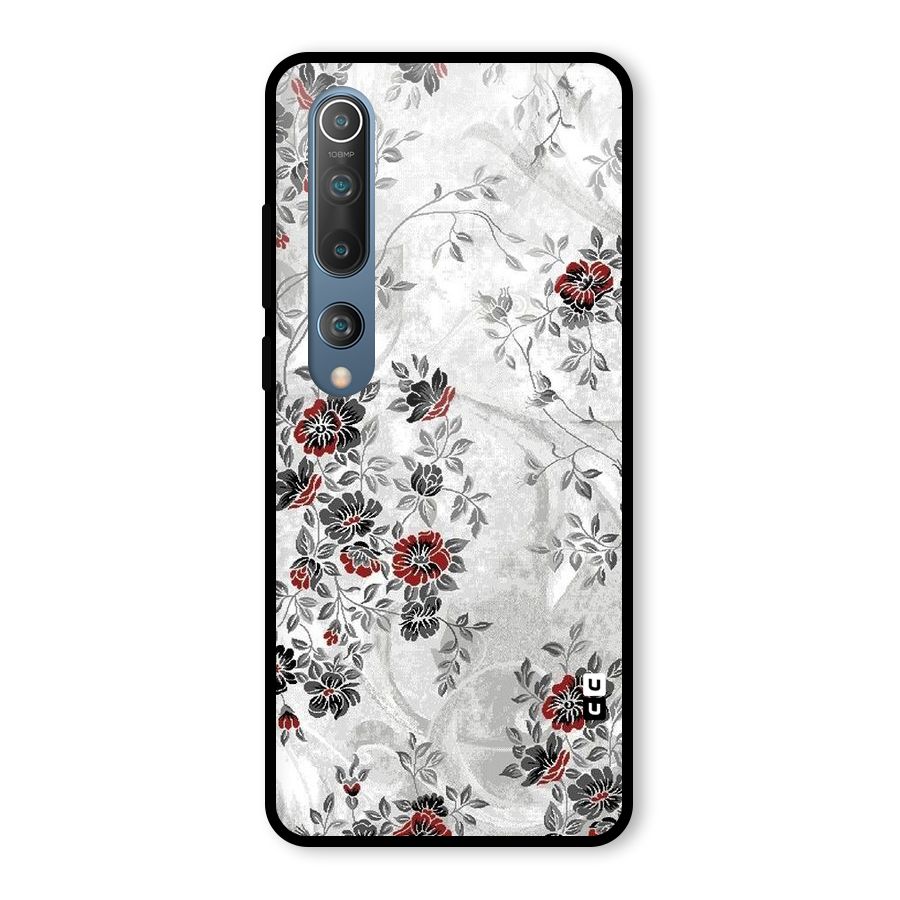 Pleasing Grey Floral Glass Back Case for Mi 10