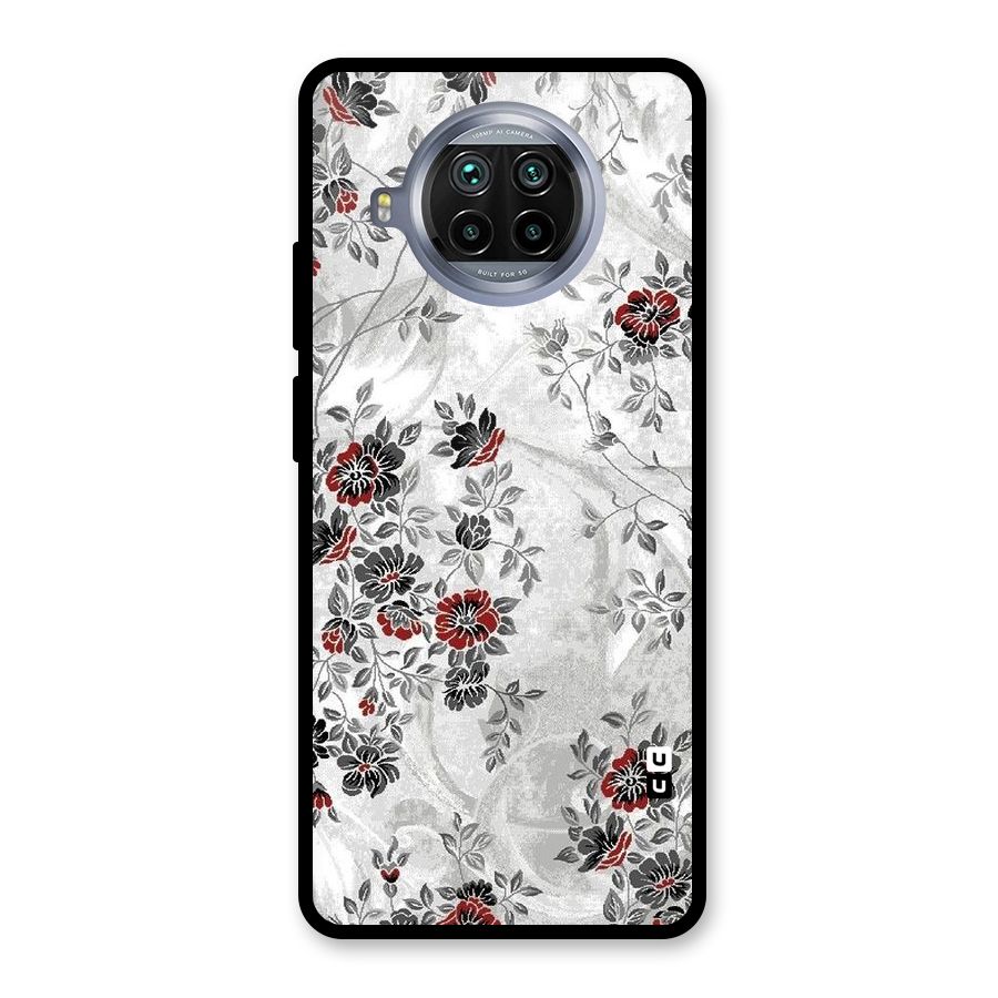 Pleasing Grey Floral Glass Back Case for Mi 10i