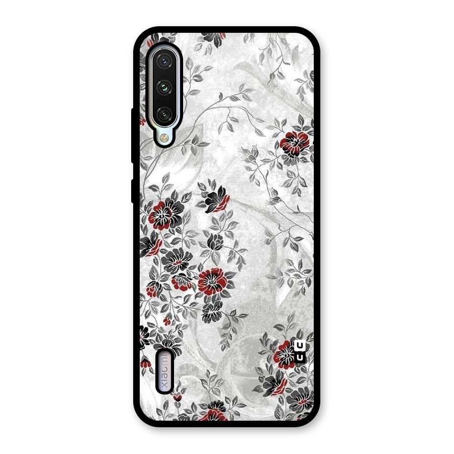 Pleasing Grey Floral Glass Back Case for Mi A3