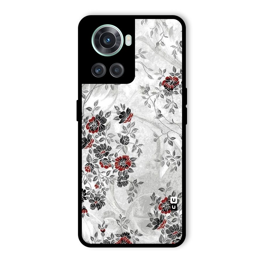 Pleasing Grey Floral Glass Back Case for OnePlus 10R