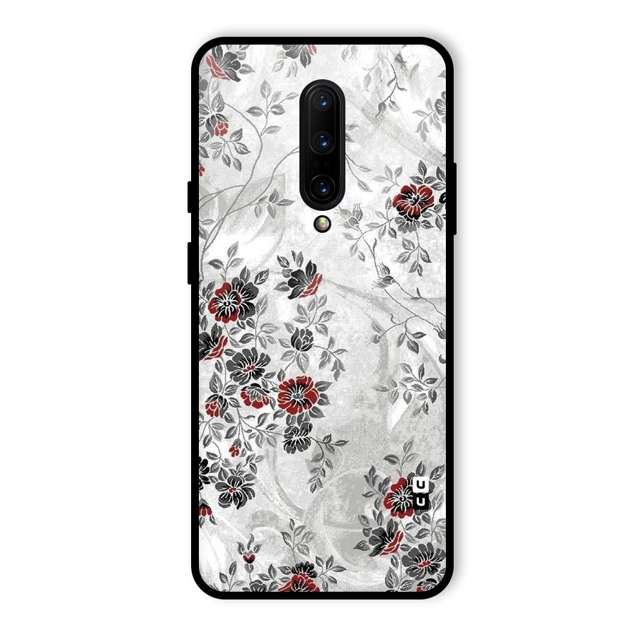 Pleasing Grey Floral Glass Back Case for OnePlus 7 Pro