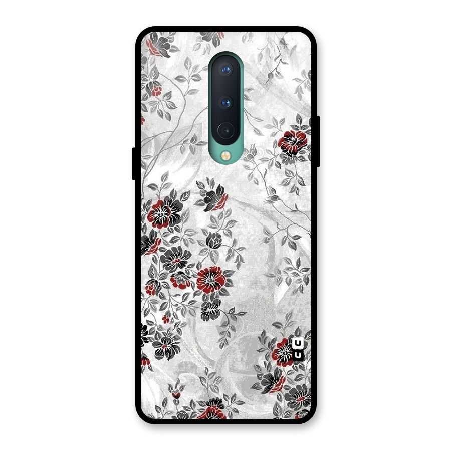 Pleasing Grey Floral Glass Back Case for OnePlus 8