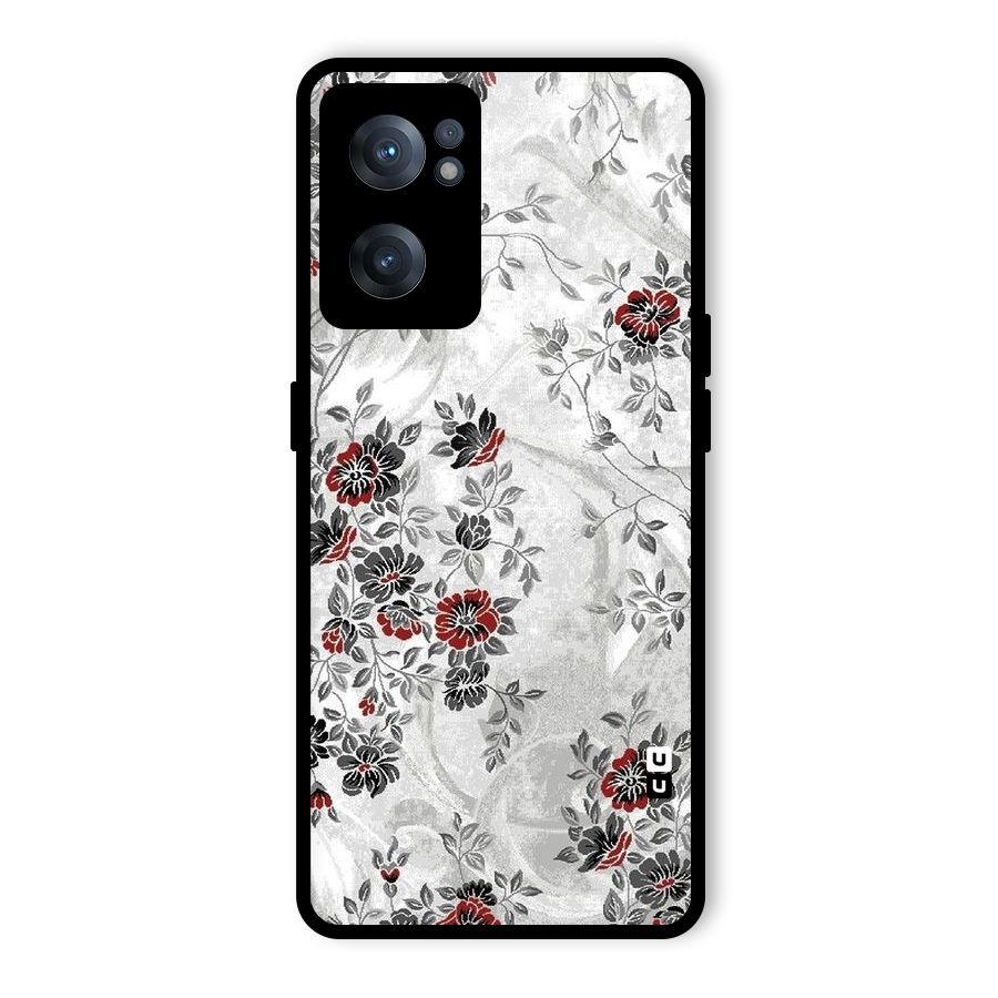 Pleasing Grey Floral Glass Back Case for OnePlus Nord CE 2 5G