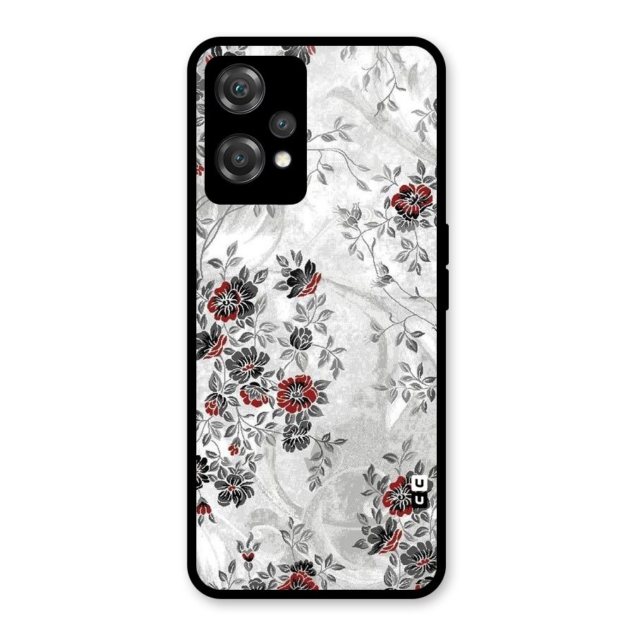 Pleasing Grey Floral Glass Back Case for OnePlus Nord CE 2 Lite 5G
