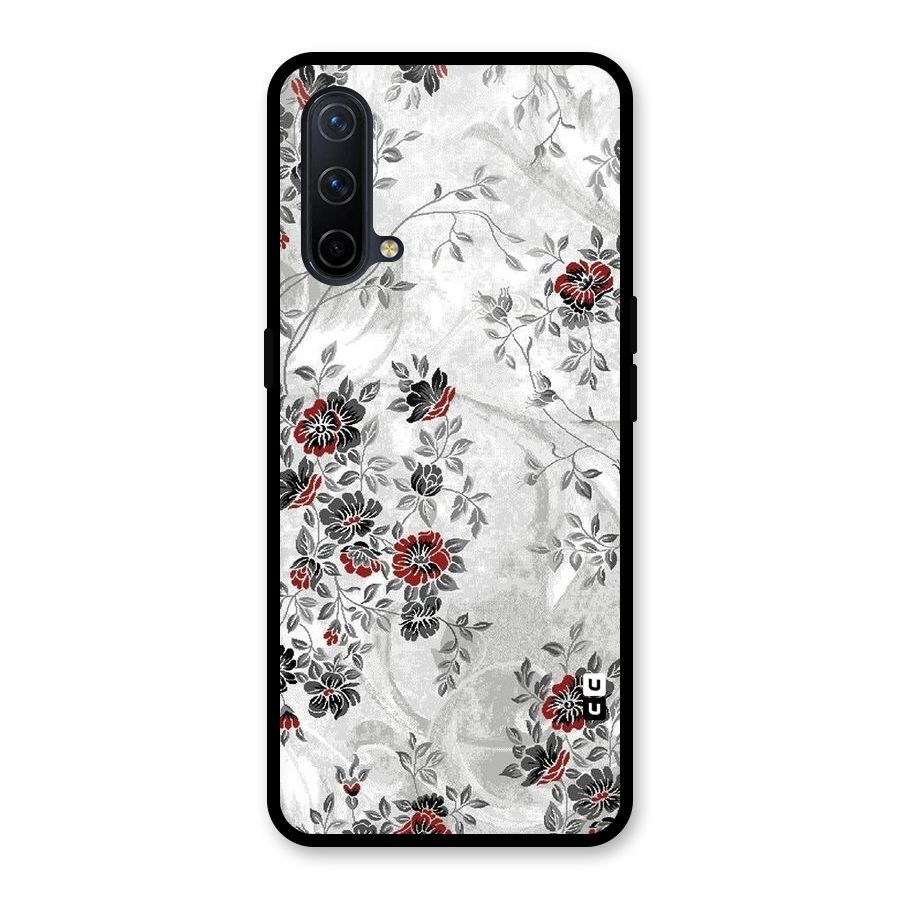 Pleasing Grey Floral Glass Back Case for OnePlus Nord CE 5G