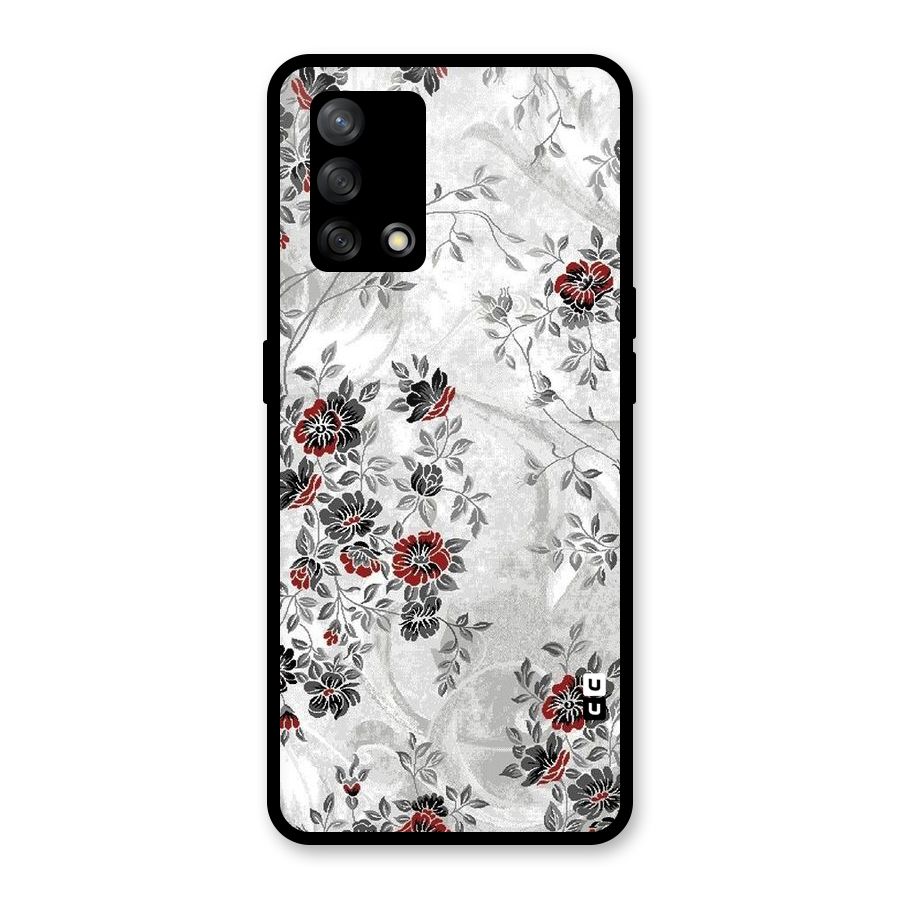 Pleasing Grey Floral Glass Back Case for Oppo F19