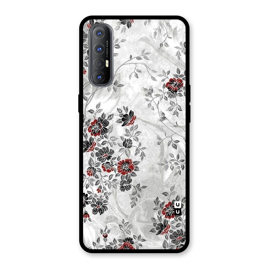 Pleasing Grey Floral Glass Back Case for Oppo Reno3 Pro