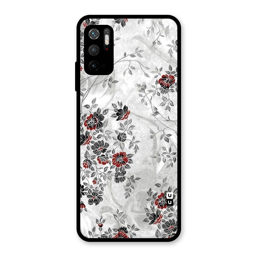 Pleasing Grey Floral Glass Back Case for Poco M3 Pro 5G