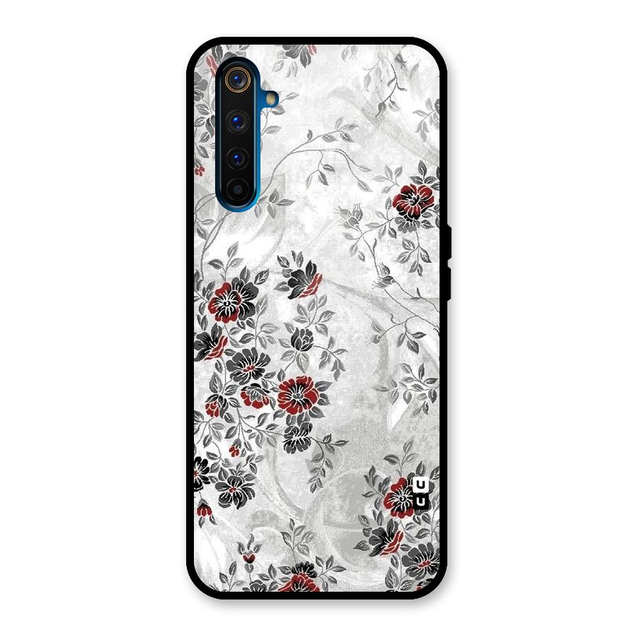 Pleasing Grey Floral Glass Back Case for Realme 6 Pro