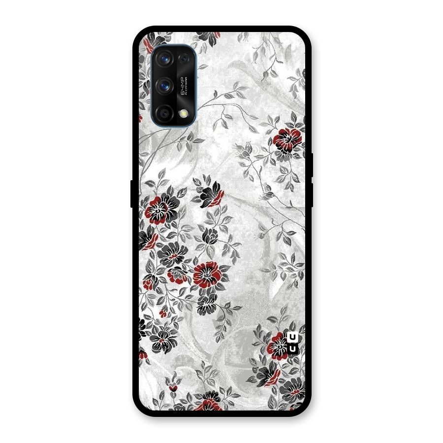 Pleasing Grey Floral Glass Back Case for Realme 7 Pro
