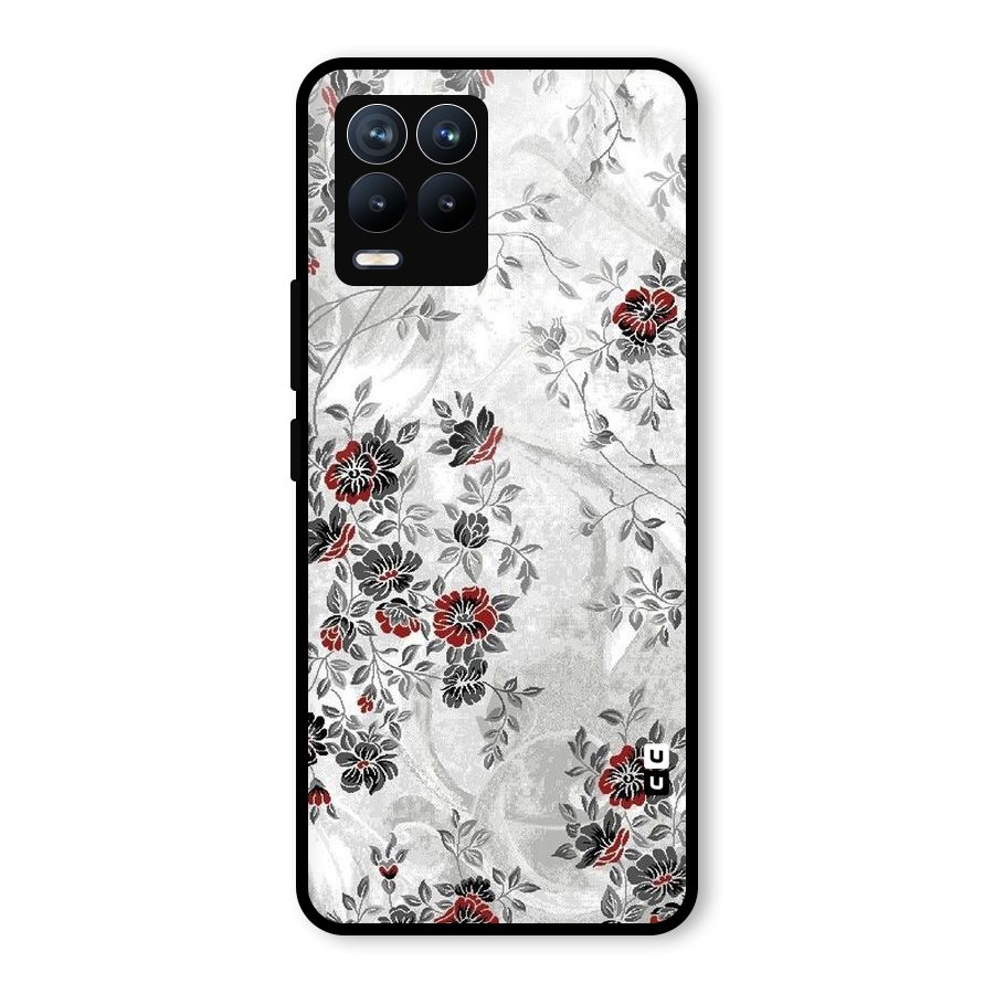 Pleasing Grey Floral Glass Back Case for Realme 8 Pro