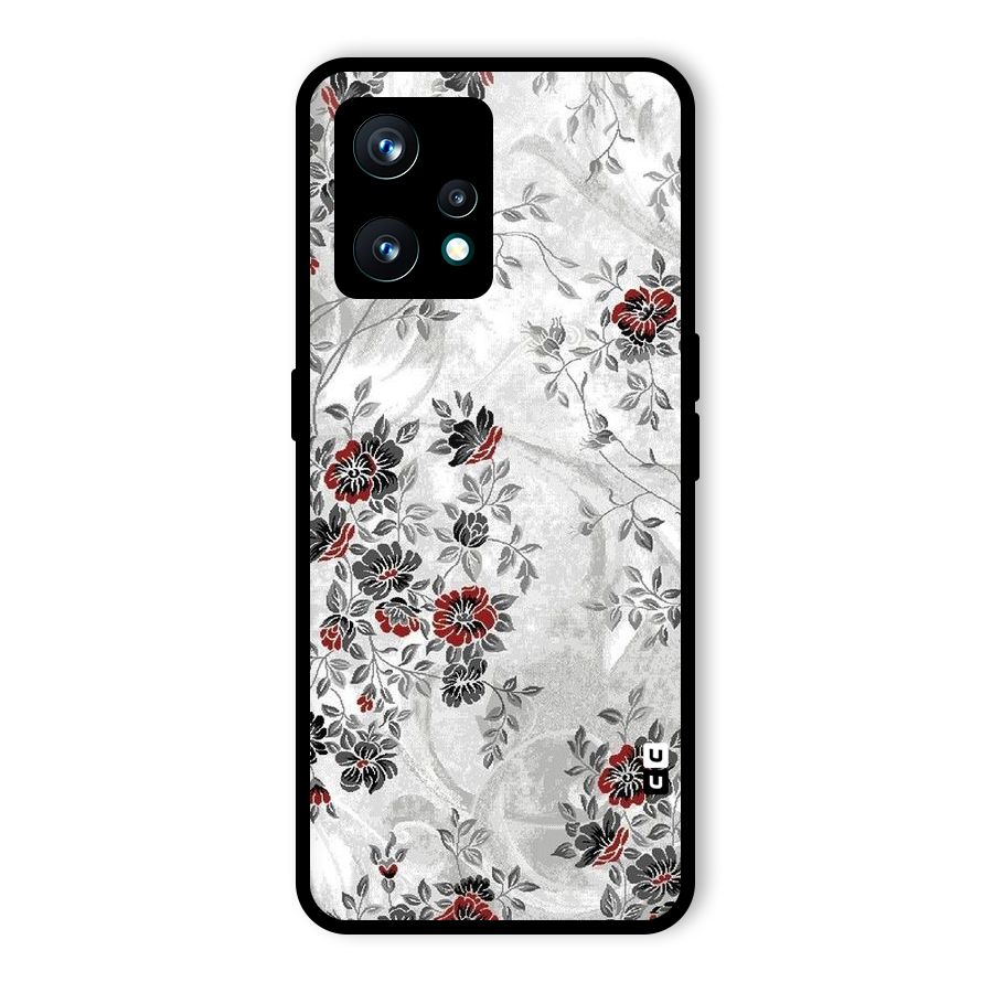 Pleasing Grey Floral Glass Back Case for Realme 9 Pro Plus 5G