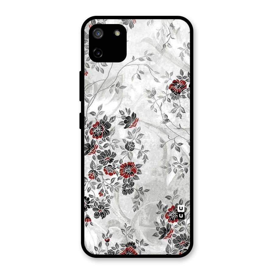 Pleasing Grey Floral Glass Back Case for Realme C11