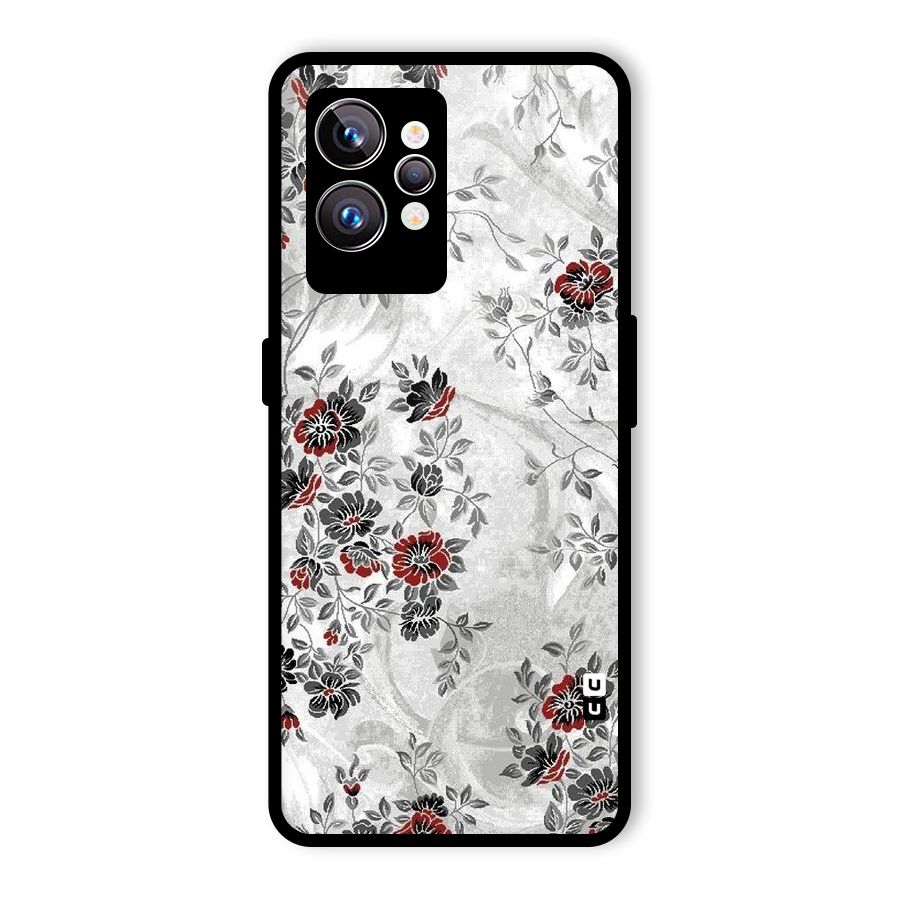 Pleasing Grey Floral Glass Back Case for Realme GT2 Pro