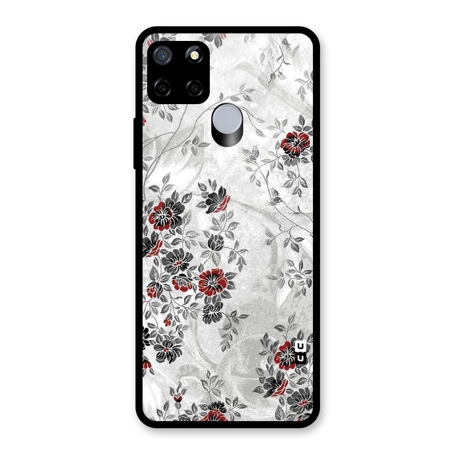Pleasing Grey Floral Glass Back Case for Realme Narzo 20