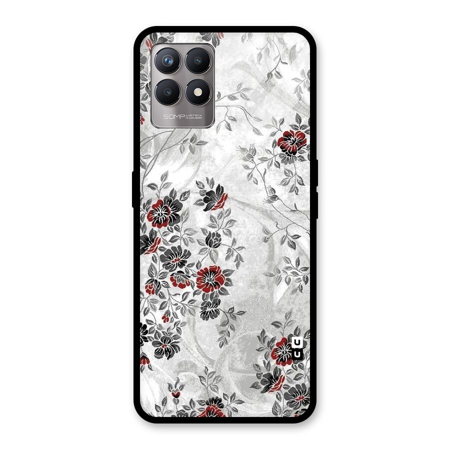 Pleasing Grey Floral Glass Back Case for Realme Narzo 50