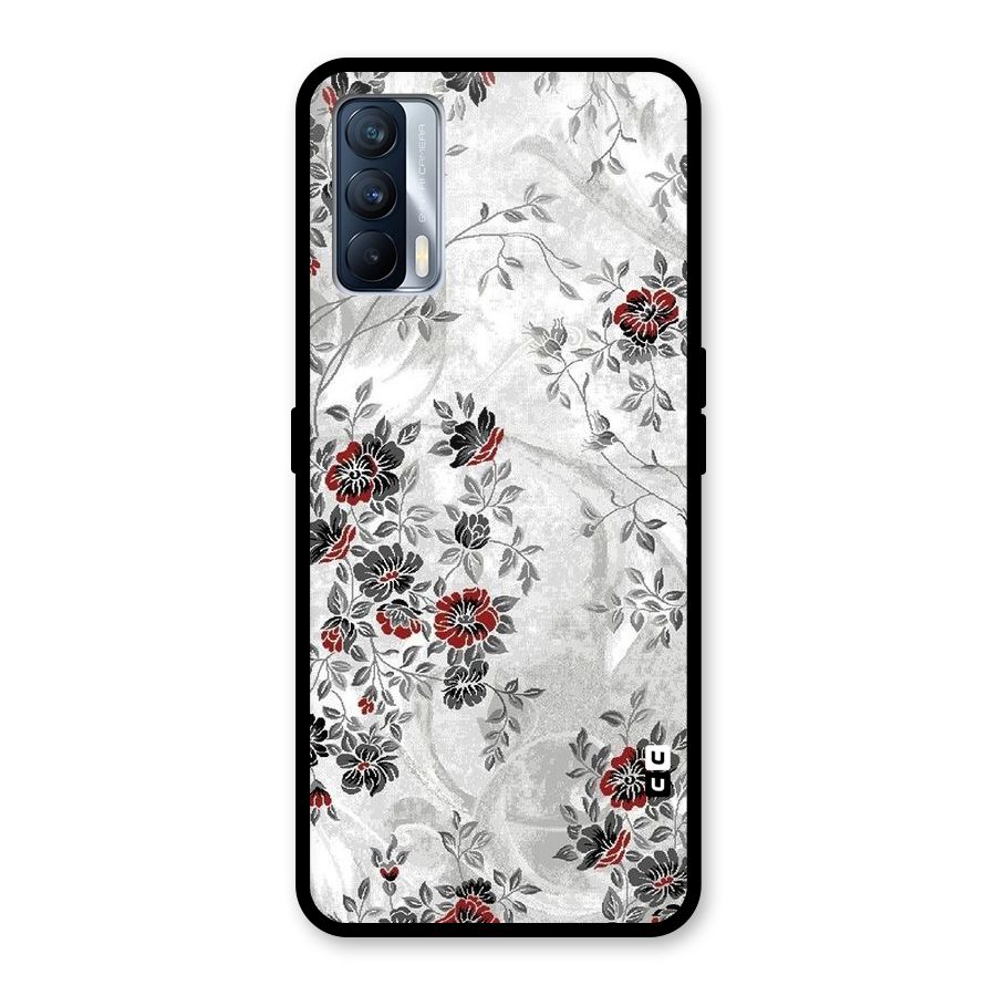 Pleasing Grey Floral Glass Back Case for Realme X7