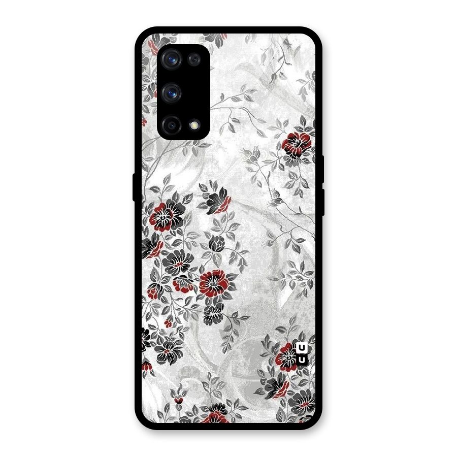 Pleasing Grey Floral Glass Back Case for Realme X7 Pro