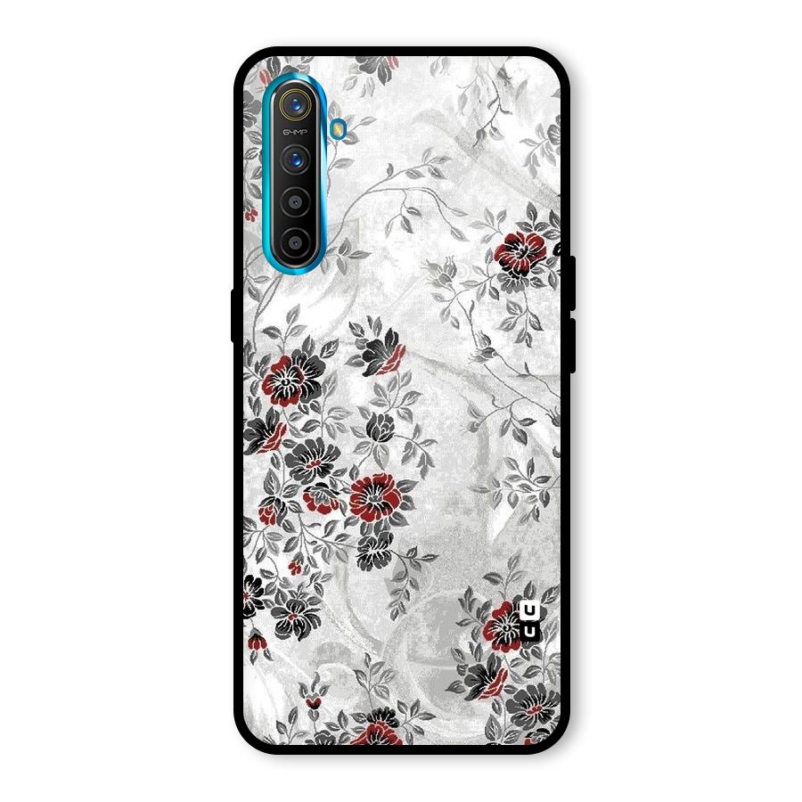 Pleasing Grey Floral Glass Back Case for Realme XT