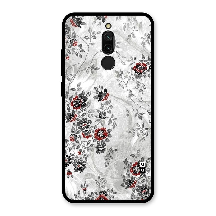 Pleasing Grey Floral Glass Back Case for Redmi 8