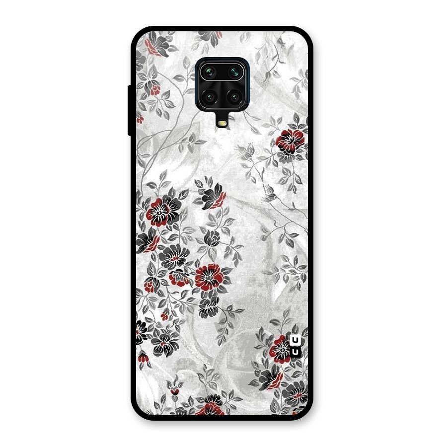 Pleasing Grey Floral Glass Back Case for Redmi Note 10 Lite