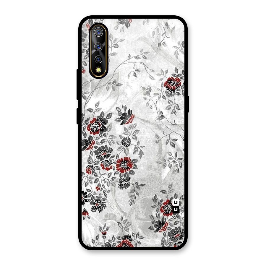 Pleasing Grey Floral Glass Back Case for Vivo S1