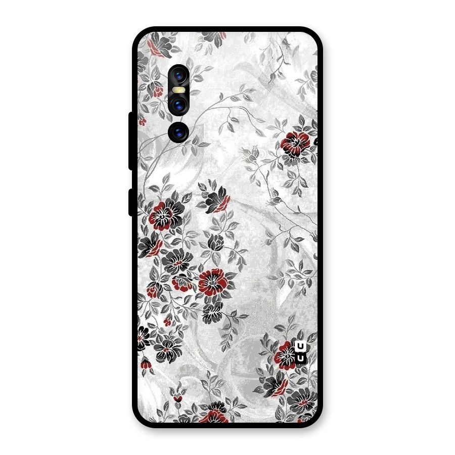 Pleasing Grey Floral Glass Back Case for Vivo V15 Pro